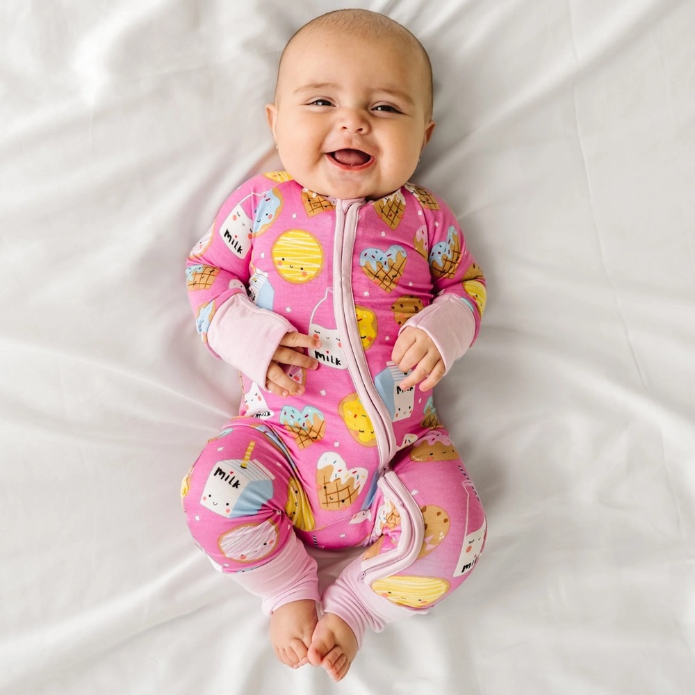 Little Sleepies Cookies and Milk Pink Zippy Pajamas 3-6 months